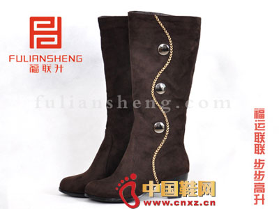 福联升老北京布鞋+2012棕色简约经典款中跟女